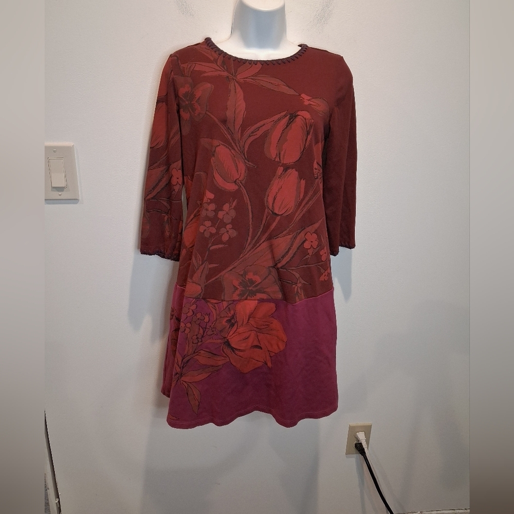 Desigual Size S Womens Wanda Burgundy Floral Shift Dress